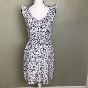 Lipstick Blue White Bow Print V Neck Dress Size M